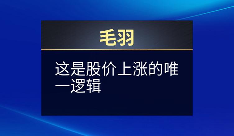 毛羽：这是股价上涨的唯一逻辑