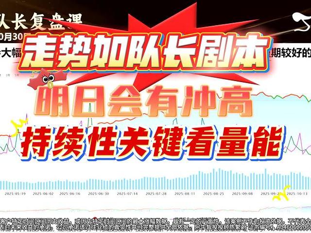 走势如队长剧本：明日会有冲高，持续性关键看量能