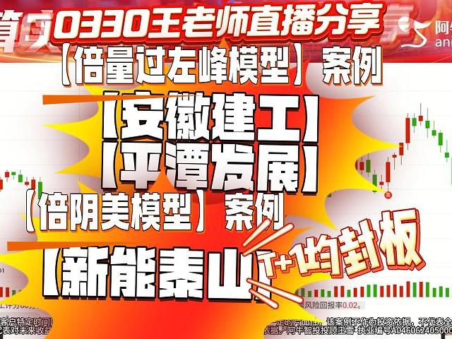 0330王老师直播分享的【倍量过左峰模型】案例【安徽建工】【平潭发展】、【倍阴美模型】案例【新能泰山】T+1均封板！