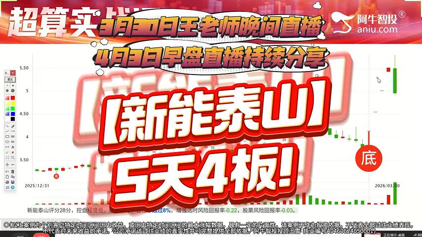 3月30日王老师晚间直播和4月3日早盘直播持续分享的【新能泰山】5天4板！