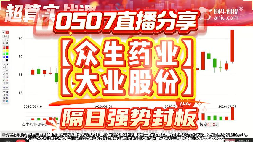 0507直播分享【众生药业】【大业股份】隔日强势封板！