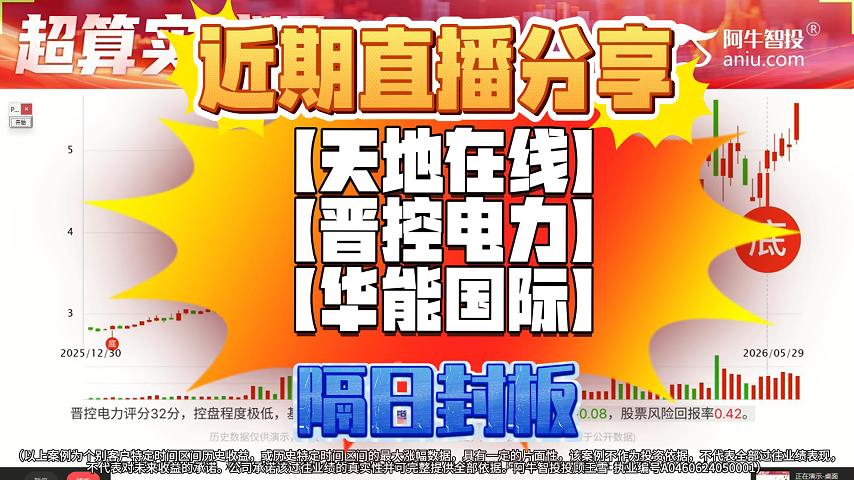 近期直播分享 【天地在线】【晋控电力】【华能国际】 隔日封板