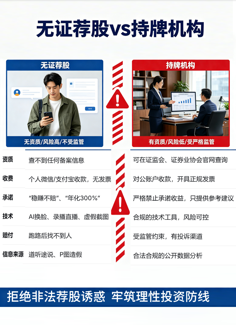 无证荐股和持牌机构有什么区别？