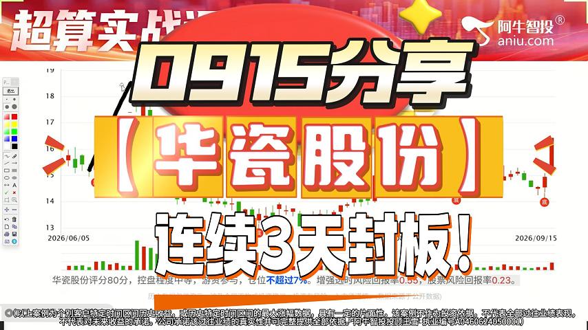 0915分享【华瓷股份】连续3天封板！