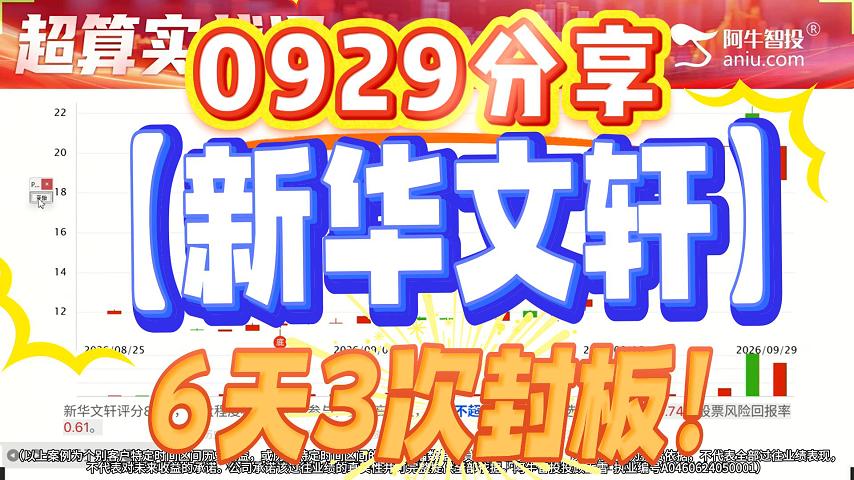 0929分享【新华文轩】6天3次封板！