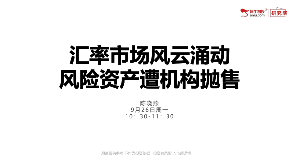 汇率市场风云涌动，风险资产遭机构抛售，三四季度以避险为主