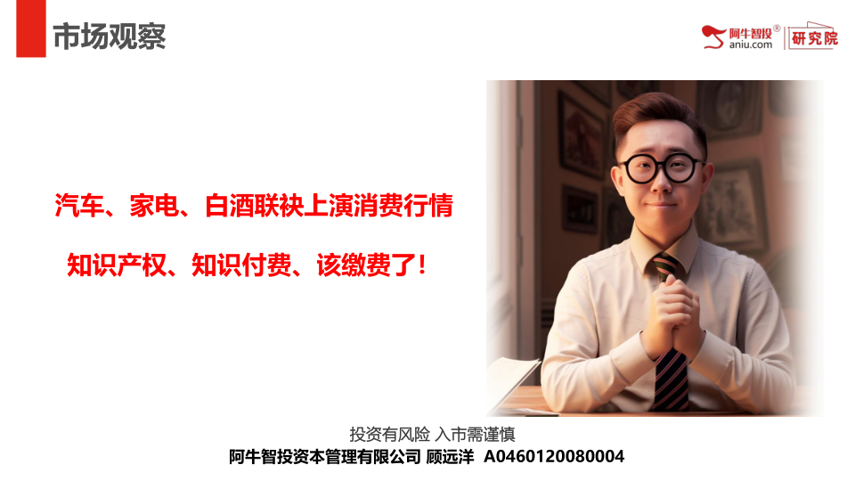 汽车、家电、白酒联袂上演消费行情
知识产权、知识付费、该缴费了！

